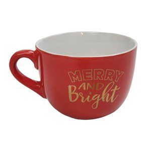 Christmas Soup Mug "Merry And Bright" Red 19oz Gartner Studios